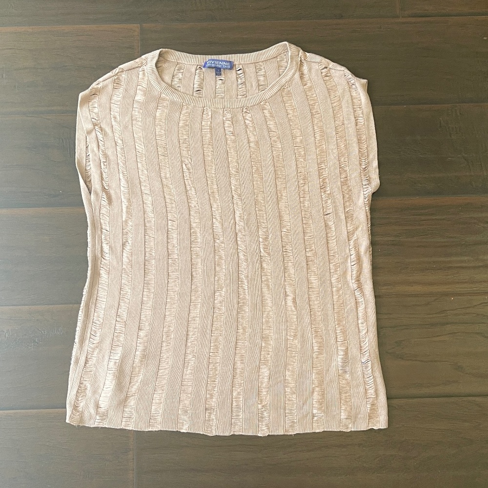 NWOT! Vivienne Vivienne Tam Womens Taupe Blush Rayon Sleeveless Blouse Sz Small